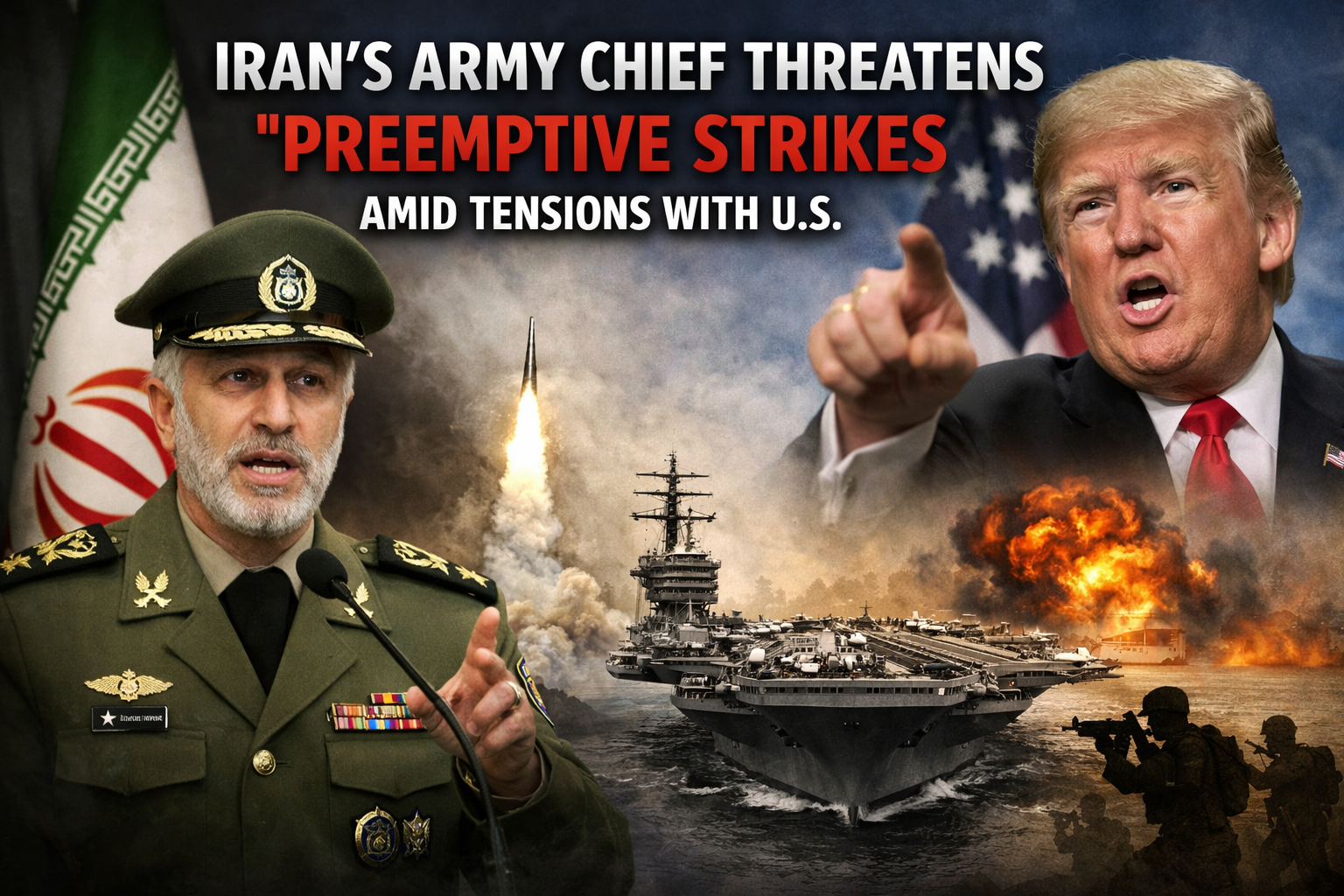 Iran’s Army Chief Threatens “Preemptive” Strikes as US–Iran Rhetoric Escalates